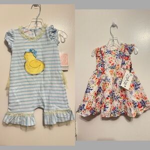 Bonnie Baby Romper/ PIPPA & JULIE Kids' Daphne Swiss Dot Dress Size 6-9M